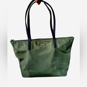 Kate Spade Green Tote Bag Gold Zipper